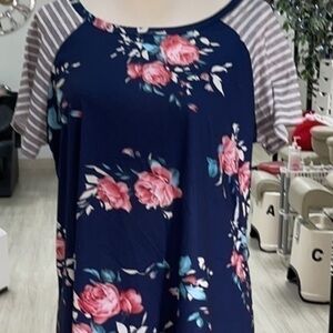 New no tags flowers stamp blue dress